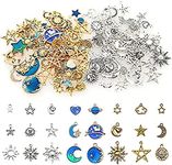 130 Pieces Jewelry Charms, BetterJonny Mixed Sun Stars Moon Earth Planet Pendants for Jewelry Making DIY Necklace Bracelet Earring