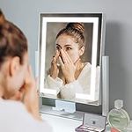 Kottova Makeup Mirror with Lights,Vanity Mirror Lighted up Mirror with Phone Holder,3 Color Modes,Touch Control, Detachable 10X Magnification Mirror, Metal Frame,White