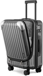 LEVEL8 Carry-on Suitcase 20-Inch with Laptop Compartment, Hand Luggage Case, ABS+PC Hardshell Spinner Trolley Lightweight 4 Wheels Cabin Size with TSA, Grey