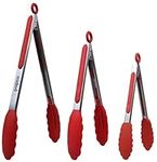 The Original Popco Tongs, Set of 3-7,9,12 inches, Heavy Duty, Stainless Steel BBQ and Kitchen Tongs with Silicone Tips (3 Colors Available)