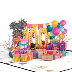GREETING ART 100th Birthday Pop Up Card,100th Birthday Card for Women Men,100th Birthday Gifts for Grandma Grandpa,Birthday Cards for 100 Year Old Sister Mom Dad