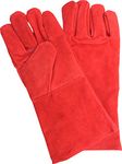 Red 355mm Welding Gloves,Welders Gauntlets Woodburner Fireplace Gloves High Temperature BBQ Stove Long Lined Welders Gauntlet Log Fire Safety Gloves Working Gloves Heat Resistant