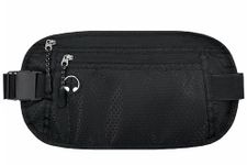 Hopsooken Travel Money Belt: Waist Pack for Running and Cycling, Rfid, Comfortable, Durable and Lightweight Hidden Travel Passport Wallets. (Black)