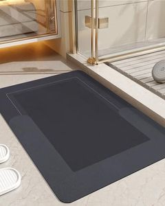 DEXI Bath Rugs Quick Dry, Super Absorbent Bathroom Mat, Rubber Non-Slip Ultra Thin Bathmat, Washable Shower Floor Mats for Bathtub and Sink, 40 x 60 cm, Dark Grey