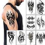 Temporary Tattoos Big Tribal Totem Tattoo Sticker for Men Women Black Large Body Art Makeup Fake Tattoo Waterproof Removable (Pattern5)