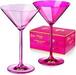 Dragon Glassware x Barbie Martini Glasses - 8 oz Pink and Magenta Crystal Martini Glasses Set of 2 - As Seen in Barbie The Movie - Large Cosmopolitan and Cocktail Barware