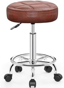 Brick Attic Rolling Stool with Wheels, PU Leather Small Office Chair with Foot Rest,Versatile Adjustable Swivel Stool for Tattoo Massage Salon Spa Teach Medical Facial Office Home Work Kitchen