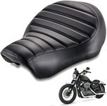 TUINCYN Motorcycle Seat Cushion Synthetic Leather Driver Solo Seat Vintage Black Racer Saddle Seat Compatible With Harley Davidson Sportste XL883 XL883N XL883L XL883X 2005-2013(Horizontal Line Black)