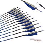 12pc ID 4.2mm .165" 22-32 Inch Carbon Arrows Spine 300 350 400 500 600 700 800 900 1000 Target Practice & Hunting Arrow Rotatable Nock for Recurve Bow Compound Bow Adult Youth Shooting Style1