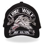 Hot Leathers Lone Wolf Ball Cap (Black)