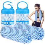 BOGI Cooling Towel 2 Pack, Cooling Towels for Neck and Face, 47"x14" Ice Towel for Instant Cooling Soft Breathable Chilly Towel for Yoga Golf Gym Camping Running Workout & More Activities (Blue2)