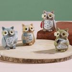 TIED RIBBONS Set of 4 Miniature Owl Showpiece Statue Toys (Resin, 5 cm x 3.5 cm) Decorative Items for Home Decor Living Room Bedroom Bathroom Car Table Garden Decoration