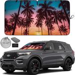 Autoamerics 1-Piece Windshield Sun Shade - Palm Trees Design Foldable Car Front Window Sunshade for Cars SUV Truck Heat Blocker Visor Protector Blocks Max UV Rays and Keeps Your Vehicle Cool - Medium