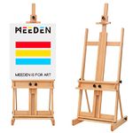 MEEDEN Large H-Frame Easel - Beech Wood Artist Studio Easel 53" to 91"H - Adjustable Art Painting Easel Holds Canvas Up to 78" for Artists Adults - Natural