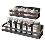 Uten 2 Pack Magnetic Spice Rack Organizer, Magnet Shelf Spice Racks, Wall Mounted Seasoning Organizer for Cabinet Refrigerator Space Saving Kitchen Organization - Black