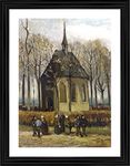 Decoratus� *Congregation Leaving the Reformed Church in Nuenen* (1884)- A Painting by Van Gogh; (Acrylic Film Coated SatinPrint Print +MDF +1.25" Black Frame). 14"x18"