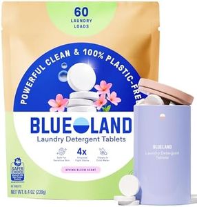 BLUELAND Laundry Detergent Tablets, Starter Set, Spring Bloom Scent, 60 Count with Tin, Plastic-Free Eco-Friendly Pods, Sheets, Liquid Alternative - Natural, Gentle