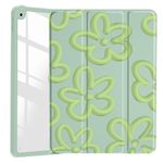 JOYLAND Three-Dimensional Flowers Case Compatible with iPad Mini6,Clear Transparent Acrylic Hard Back Case with Pencil Holder Trifold Stand Protective Tablet Case(Model Number:A2567/A2568/A2569)