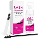 3 In 1 Eye Lash Foaming Shampoo Kit, 60ml, 2.11 fl.oz, Eyelash Extension Foam Cleanser Mousse Set with Mascara Wand Eyelid Cleansing Brush, Remove Eye Makeup Oil, Professional Salon Home Care Self Use