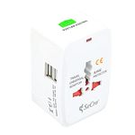 SeCro Smart All in One International Adapter with Two USB Charging Port Universal Travel Adapter with USB(EU US AUS NZ UK) ((1 Pack) - White)