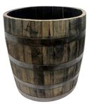 Urn Style Tall Whisky Oak Wood Barrel Planter, 26"W x 26"H