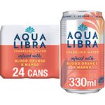 AQUA Libra Sparkling Water, Sugar-Free Fruit Water, No Sugar, No Calories, Blood Orange and Mango, 330 ml (Pack of 24)