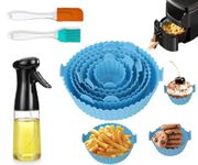 6 Pcs Silicone Air Fryer Liners air Fryer Accessories Silicone Pot Basket Oil Sprayer Bottle, Silicone Oil Brush And Spatula Set