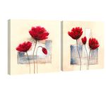 Wieco Art - Charming Spring Large Modern 2 Panels Gallery Wrapped Giclee Canvas Prints Abstract Floral Oil Paintings Style Pictures on Canvas Wall Art for Living Room Kitchen Home Decorations