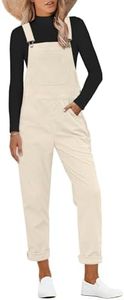 luvamia Corduroy Overalls for Women Adjustable Straps Fashion Bib Overall Jumpsuit with Pocket Tapered Leg Trendy 90s, Vanilla, Medium
