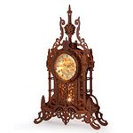 FUNPOLA LED 3D Wood Puzzle Clock Tower, 3D Puzzle Building Model, 3D Home Décor Puzzle DIY 3D Puzzle Clock Kit (LED-WTC02)