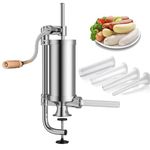 WishesMar 5.0 LBS Manual Sausage Filler Stuffer Stainless Steel Vertical Hand Sausage Meat Maker for Household Use, Home Made Machine or Commercial Capacity