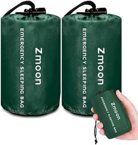 Zmoon Emergency Sleeping Bag Survival Bag, Portable Waterproof Thermal Bivy Sacks,Bivvy Bags,Camping Mylar Sleeping Bag Survival Gear Emergency Blankets Survival Shelter (Green Pack of 2)