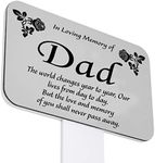 Dad Memorial Grave Marker Plaque with Engraved Poetry for Father “in Loving Memory of Dad”, Cemetery Ground Stake Sign Decoration, Silver Plaque, Clear Stake