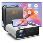 YABER Projector WiFi 6 Bluetooth,YABER Pro V8 450 ANSI Lumen Native 1080P HD,4K Supported,4P/4D Keystone Correction,-50% Zoom,350" Display Home & Outdoor Projector for TV Stick, Android, iOS