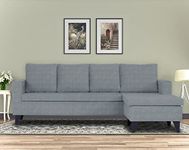 Adorn India Wood Jonas Decent L Shape 5- to 6-Person Sofa Sofa Set (Right Hand Side) (Grey)