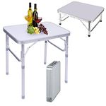 2FT Folding Camping Table Aluminum Lightweight Adjustable Garden Picnic Table Portable Small Folding Tables for Indoor and Outdoor Kitchen,Dinner,Catering,Buffet and Garden 23.6"x17.72"x10.2"/22.05"