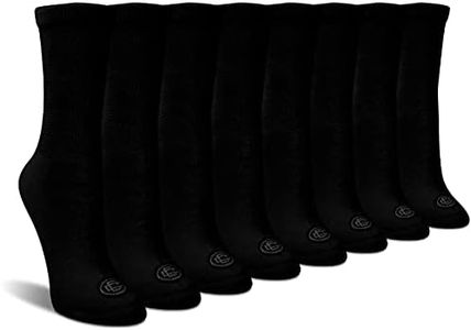 Doctor's Choice Women's Diabetic Socks, Non-Binding, Circulatory, Cushioned, Crew Socks for Swollen Feet, 4 Pack, Black, Shoe Size 6-10, Diabetic Socks for Women
