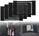 Black Magic Adhesive Mesh Cargo Net Elastic String Net Mesh Net Pouch, Car Back Rear Trunk Seat Mesh Net for Car/Truck/Trunk(4 Pcak) -40 X 25cm