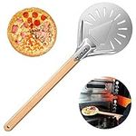 7"Pizza Shovel Pizza Turning Peel,Aluminum Pizza Paddle with Detachable Long Wooden Handle,Professional Pizza Server Cake Spatula Pans Pizza Stone Oven Gril Baking Tool for Homemade Pizzas, Pastries