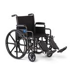 Medline Steel Wheelchair with Elevating Leg Rests, Flip-Back Desk-Length Arms, 16-Inch Wide Seat