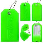 BlueCosto 5X Green Big Luggage Tags for Suitcases Flexible PVC w/Privacy Cover