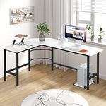 Ufurniture White L-Shape Computer Desk Corner Table Student Home Office Study Workstation