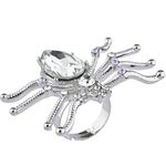 Lux Accessories Silver Tone Crystal Rhinestone Halloween Spider Ring