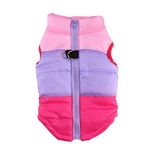 Idepet(TM Pet Dog Cat Coat with Leash Anchor Color Patchwork Padded Puppy Vest Teddy Jacket Chihuahua Costumes Pug Clothes XS S M L (XS, Rose)