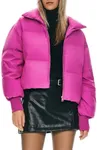Orolay Womens Winter Oversized Short Down Jacket Crop Zip Puffer Coat Rose M