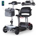 ScootNGo Foldable Mobility Scooter for Seniors & Adults, 4 Wheel 44 lbs Lightweight Electric Scooter, Airline Approved, Removable Battery, 47.24" Tight Turning Radius Portable Travel Scooter with USB Port (Standard)