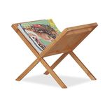 Relaxdays Bamboo Magazine Holder, Newspaper Rack with Handles, Compact, Freestanding, DIN A4 and A5, Natural