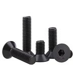 FandWay Hex Socket Countersunk Machine Screws,Black 10.9 Grade Alloy Steel M6x10/12/16/20/30mm Flat Head Hex Socket Cap Screws, Assortment Set With Allen Key(20-Pieces/each)