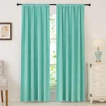 nanbowang Aqua Green Velvet Curtains 96 Inches Long Soft Curtains Rod Pocket Thermal Insulated Curtains Window Treatment for Bedroom Light Filtering Curtains Set of 2 Panels