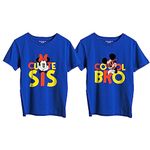 Hangout Hub Boy's & Girl's Regular Fit Cotton T-Shirt | Pack of 2 | Sibling Brother Sister T Shirts| Cool Bro Cute Sis Printed Tshirt (Boys-4-6Yrs;Girls-10-12Yrs;Blue)